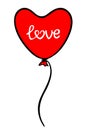 Love hand drawn sign. Heart balloon icon doodle style. Royalty Free Stock Photo